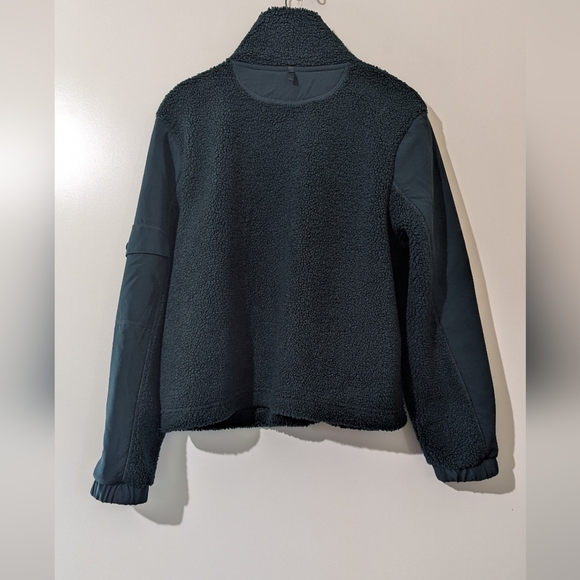 FLX Fleece Snap Up Jacket Activewear Size Large Dark Teal Green B - Picture 7 of 7
